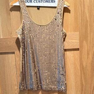 Ann Taylor tan Sequined Tank Top -